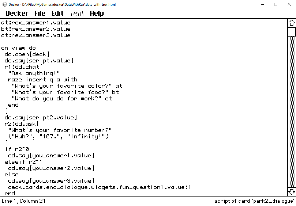 Example response that is stored in a different field widget